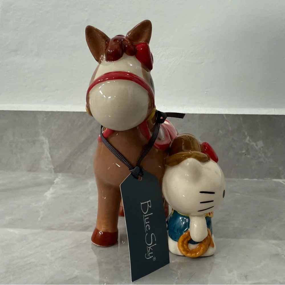 Hello Kitty Blue Sky Western Cowgirl Horse Ceramic Tea Light Holder Home Decor - Picture 6 of 13